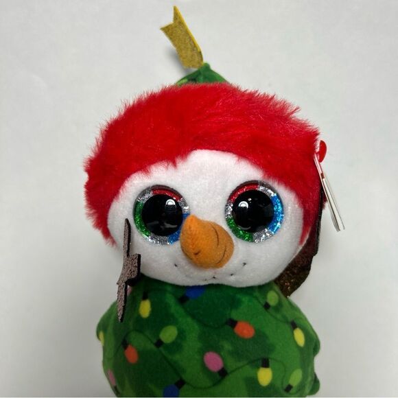 NWT TY Beanie Boos GARLAND the Christmas Tree Snowman Glitter Eyes - Picture 3 of 8